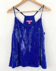 Lilly Pulitzer Blue Velvet Tank Top size Large Silk Blend Velour