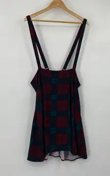 Modcloth Overall Suspender Skirt Plaid Pattern Adjustable Straps Plus Womens 1X