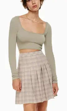 Sun-Deh Aritzia Ribbed Beige Tan Ribbed Seamless Crop Top Large