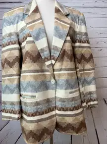 NWOT Casablanca Blazer Wool Blend Lined Jacket size‎ 10 Aztec Vintage Equestrian