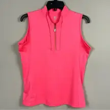 Tail Pink Sleeveless Golf Top Ladies Sz Med Zip Front