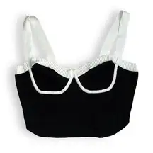 Almost Famous Corset Contrast Cami Crop Top Women 1X Knit Sweetheart Neck