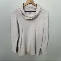 Calvin Klein Tan Beige Cowl Neck Casual Knit Ribbed Sweater Size Medium
