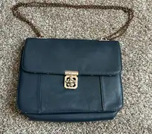 Navy purse with gold chain