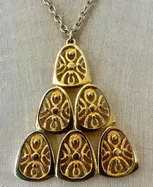 Vintage 1970s Gold-Tone Geometric Triangle Pendant Necklace