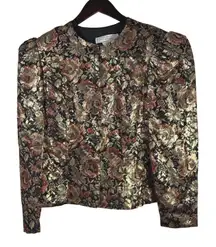 Vtg Scott McClintock Sport Metallic Floral Brocade Jacket Blazer Made in USA M
