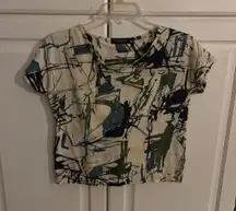 Piazza Sempione Abstract Print Short Sleeve Top Made in Italy Women's