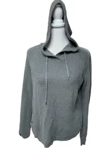 Lauren  Gray Hooded Knit Pullover 100% Cotton Sweater Size Medium