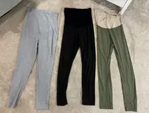 Lot of Maternity leggings full panel medium grey black green