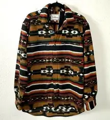 Vintage 90s Southwestern Aztec Shacket Size Large Western Bohemian Snaps Pockets