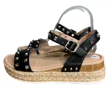 Cushionaire Studded Platform Sandals Size 9  Black Ankle Strap Grunge Goth NEW