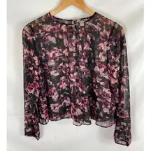 Tempo Paris Chelsea28 floral chiffon semi sheer blouse size XS