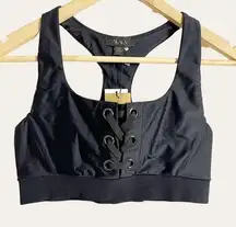 Alala  Black Grommet Lace Up Corset Sports Bra Size Small