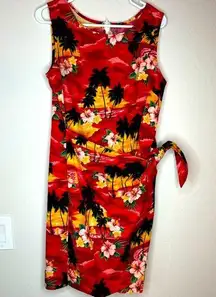 Pacific Legend Women's Sun Dress Size XL Floral Hawaiian Made in USA Wrap