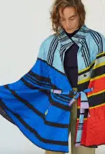 Anthropologie Conditions Apply Quilted Colorblocked Poncho Cape