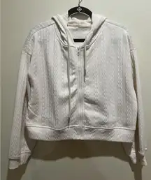 Dazy Cropped Zip Front Hoodie Jacket Size Large ~ Cream Color
