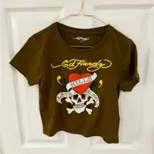 Ed Hardy LOVE KILLS SLOWLY crop top LARGE