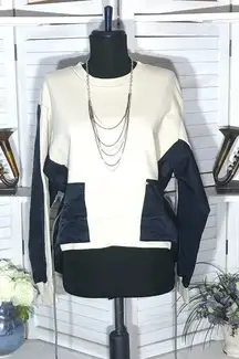 Korea Fashion Oversized Long Sleeve Top BTS Style Cream Blue S