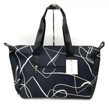 Mali & Lily Weekender Bag Black Tan Blush Scribble Graffiti Pattern Travel Gym