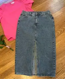 Acid wash Slit front denim midis skirt size M