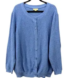 Appleseed’s Womens Cardigan Size 2X Textured Knit Button Cotton Cozy Sweater