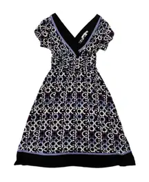 Sandra Darren Dress A Line Geometric Midi Retro Women’s Size 4 Petite Vintage