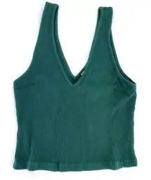 NWT‎ Monrow Gal Green Brushed V Neck Tank Top Medium ribbed