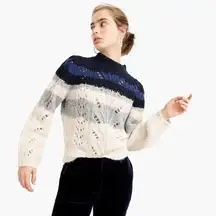 ✨ J. Crew Sweater Big Sur Alpaca Knit Crewneck Colorblock Navy Stripe✨