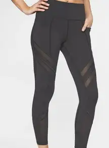 Athleta Women's Small Up For Anything Mesh 7/8  Yoga Pants Running gym Black