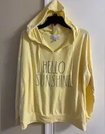 Rae Dunn sweatshirt pullover hooded lightweight yellow slouchy Medium