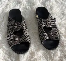 La Plume Zebra Print Buckle Sandals Slides Women's Fashion‎ Shoes 9