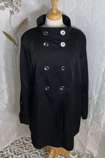 Alfani | Women's Black Trench Coat Jacket Double Breasted