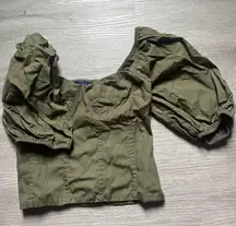Gap Army Green Top(Puffed Sleeve)