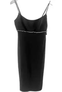 Sachin + Babi Crystal Embellished Satin Midi Dress Black Size 8