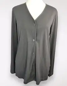 BCBG MaxAzriah Long Sleeve Button Down Top Black Size Small