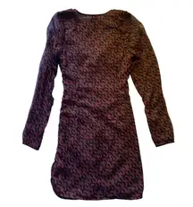 NWT--PERFECT FALL DRESS-SIZE XS Rust and black colored dress, long sleeves, ruched front, 100% polyester, brand new with tags Measurements: Bust: armpit to armpit 16 inches  Length: shoulder seam to bottom 34 inches