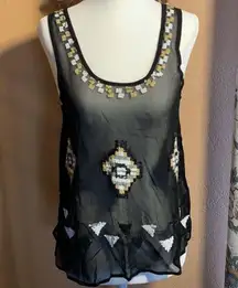 TFNC Sheer Aztec Sequin Tank Blouse