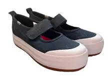 Keds Women's Denim and White Platform Shoes Mary Jane Slip Ons Size 9 Hook Loop