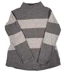 Prana Women's Gray Striped Mock Neck Pullover Dessau Sweater Size Large
