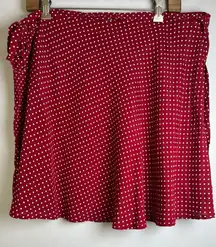 John Galt Red Polka Dot Wrap Skirt – One Size – 100% Rayon – Made in USA – NWT
