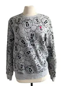 H&M DISNEY Sweatshirt Womens Sz Medium Grey Mickey Mouse All Over Print