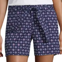 Liz Claiborne Bundle 2 Pair 5” Red Blue Print Casual Shorts Women's Size 14 Plus