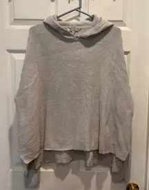 Athleta Women's Size L Beige Ribbed Knit Hoodie‎ Sweater Pima Cotton Tencel Silk