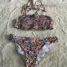 Xhilaration target  smocked floral bikini set size M/L