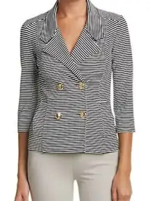 Cabi Classic Nautical Stripe Double Breasted Blazer Gold Buttons Sailor sz XS