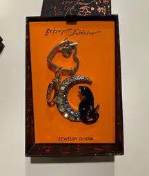 Johnson Black Cat on Moon Handbag Charm Keychain NWT