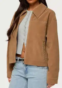 Edikted Faux Suede Studded Collar Jacket
