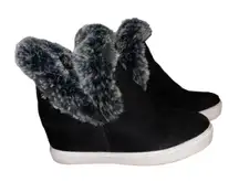 Suede Fur Trim Sneaker Booties