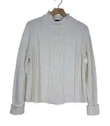 Designers Original Studio Women's Petite Large Cable Knit Mock Neck Sweater