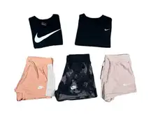 nike women’s S clothes bundle two short sleeve tops three pull on shorts black